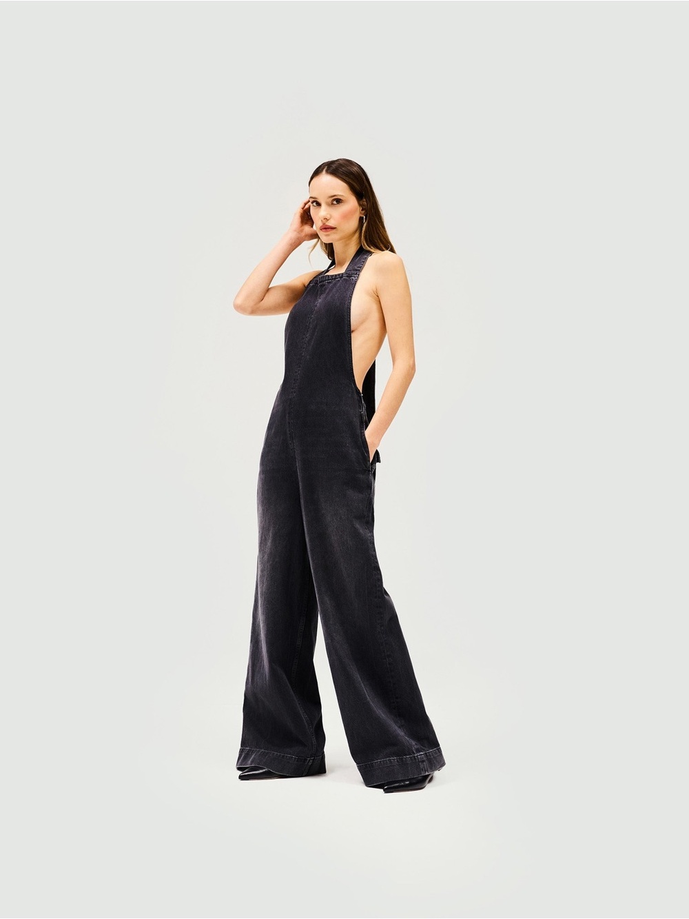 Represent Clo Voltage Denim Jumpsuit Washed Black - Size UK 6 (US 2)